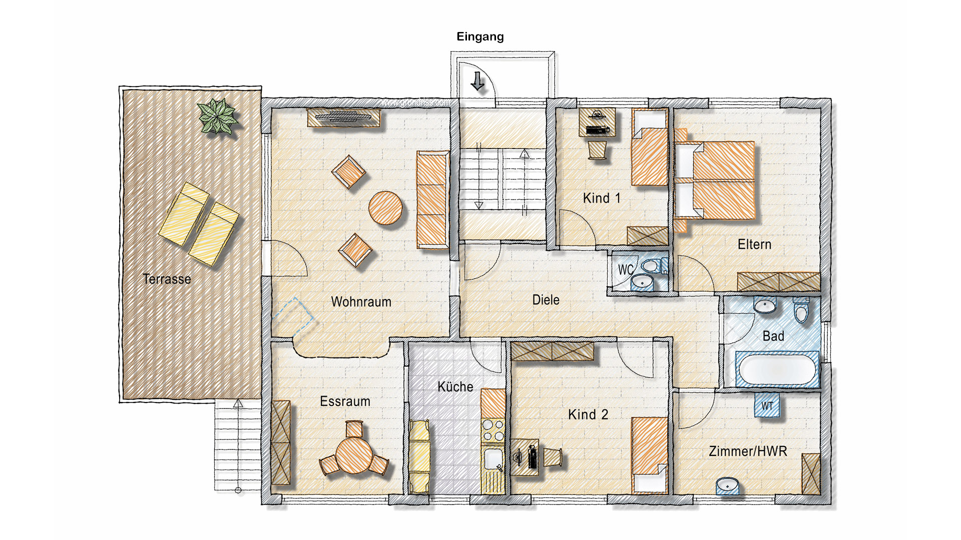 Morsbach-Bitze: EFH mit ELW / preiswert und gut, Grundriss - Erdgeschoss